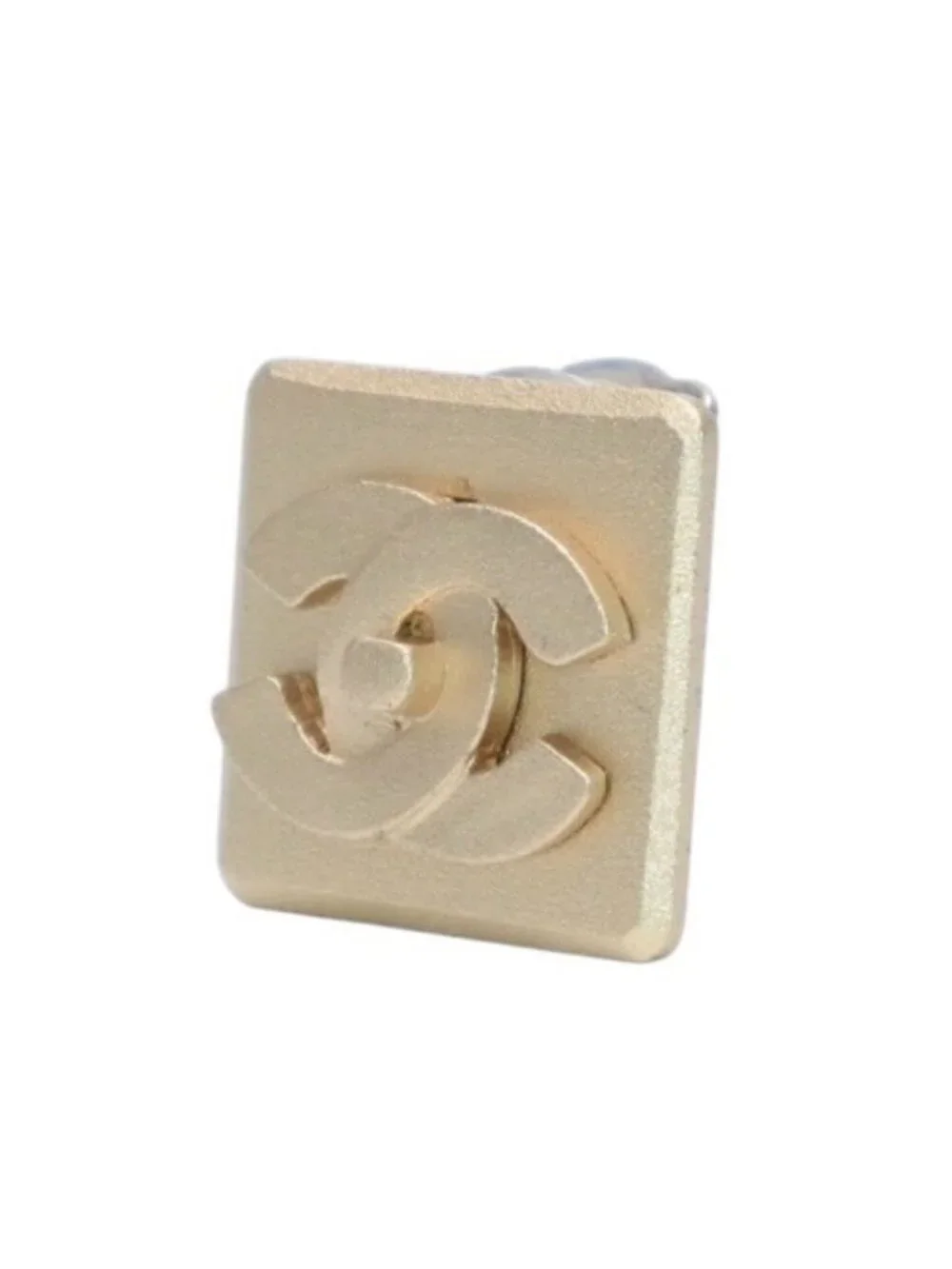 Chanel Earrings Logo Turnlock Square CC Gold Clip on CC